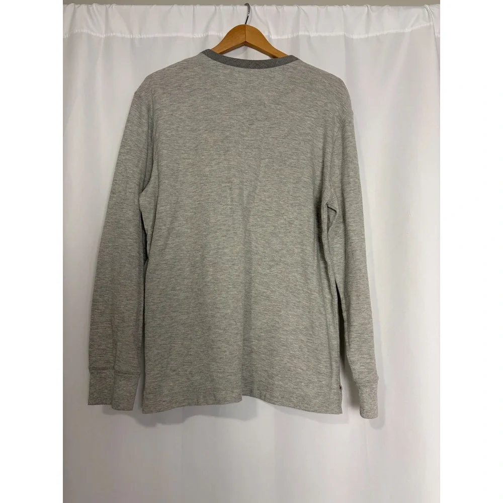 Banana Republic Mens XL Gray Waffle Knit Henley Long Sleeve Cotton Shirt